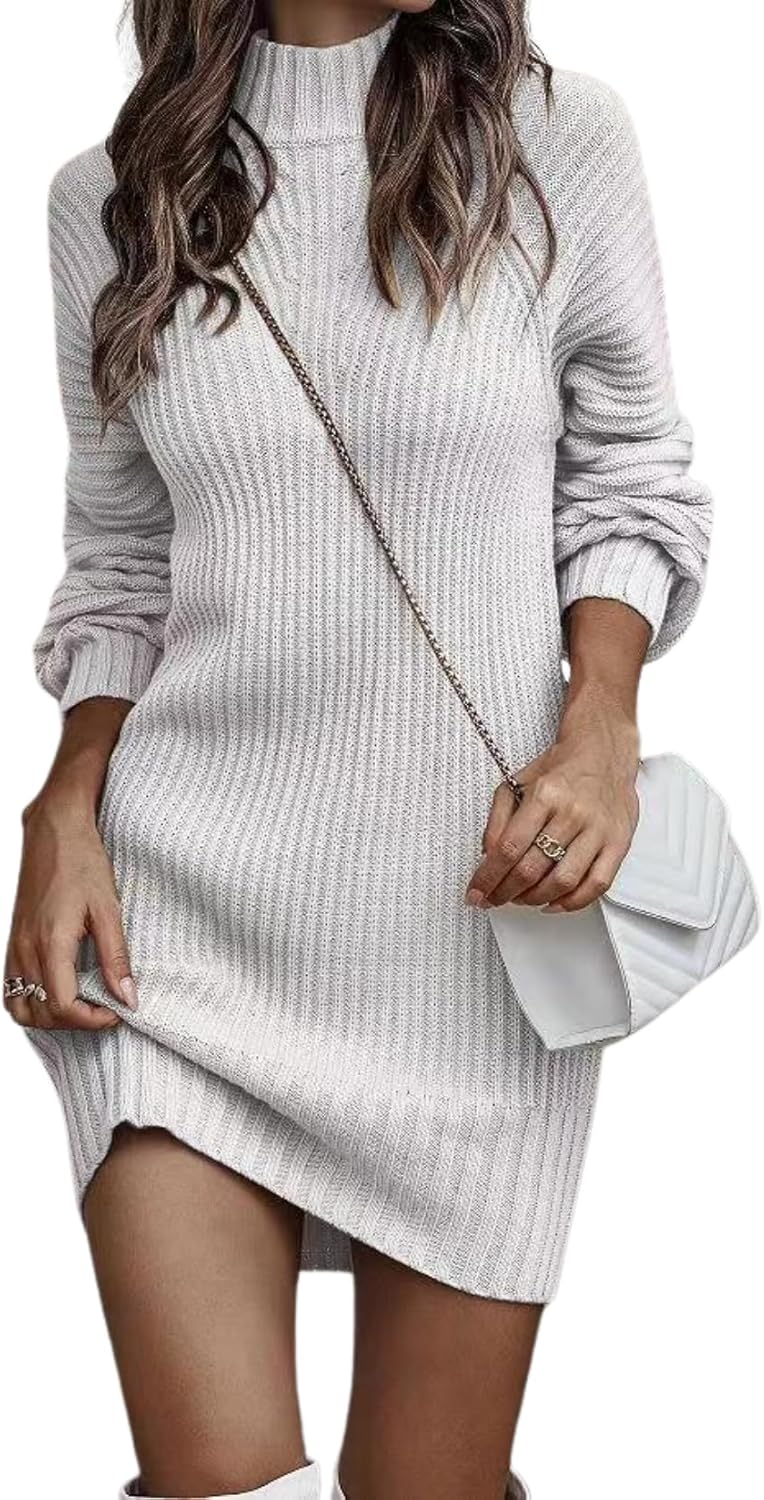 Women's Oversized Turtleneck Sweater Batwing Sleeve Ribbed Knit Loose Fit Long Sleeve Elegant Fall Winter Wear