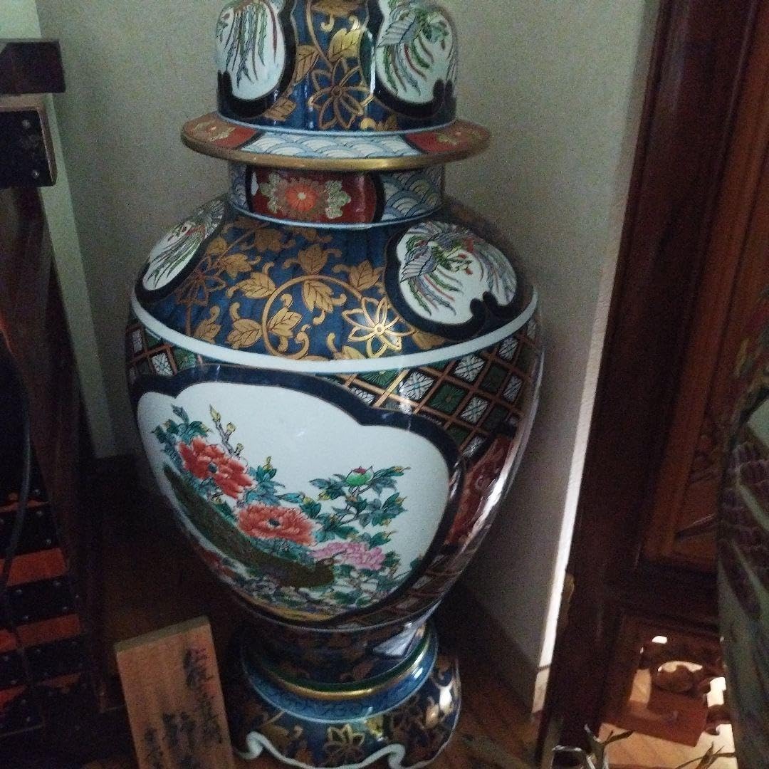 有田焼 飾壺 幸右衛門 作 花瓶 沈香壺 金彩 幸右衛門 作 有田焼 飾壺 花瓶 沈香壺 金彩 大型 壷 約80cm 古民家