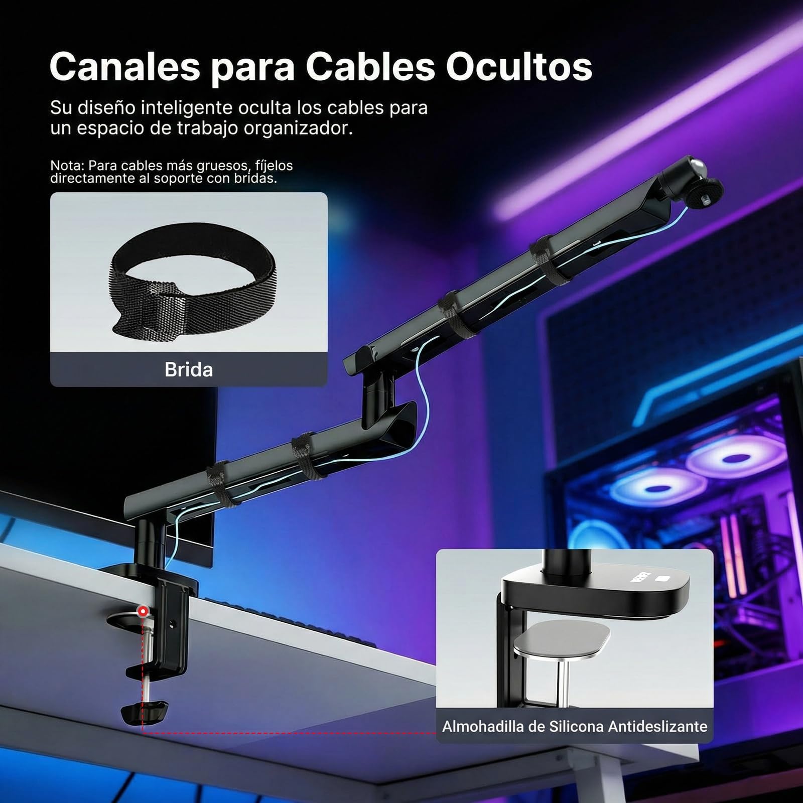 NEEWER Soporte de micrófono, soporte de micrófono amortiguado de perfil bajo, soporte de escritorio con brazo de brazo, cabeza de bola de 360°, canales de cable mejorados, adaptadores de 3/8 pulgadas