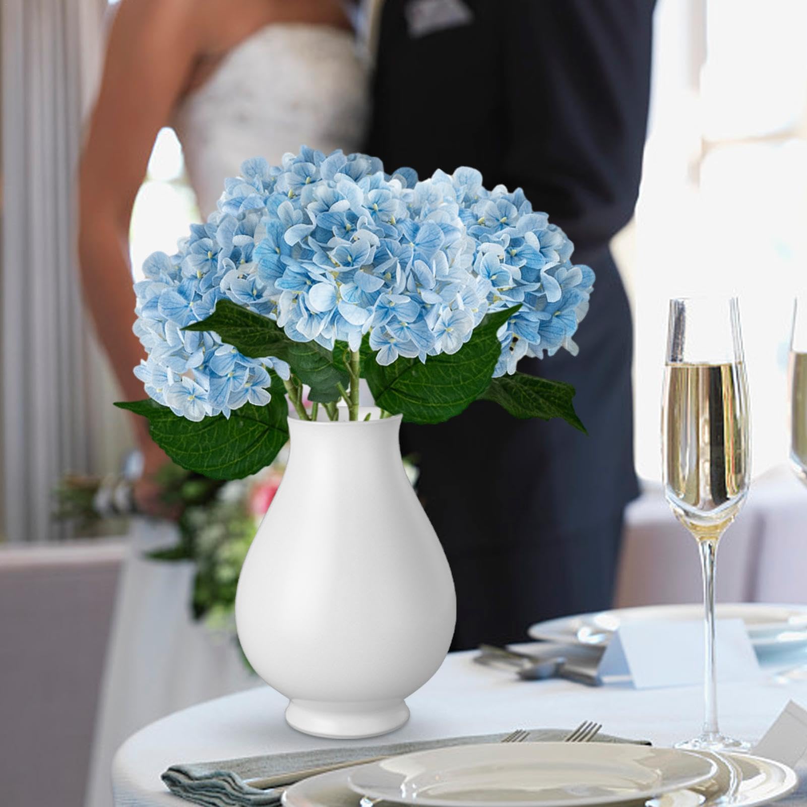 Oairse Ortensia Artificiale Blu 94 Cm - Ramo Con 5 Fiori In Seta - Finto Fiore Per Centrotavola E Decorazione Casa Matrimonio - 2
