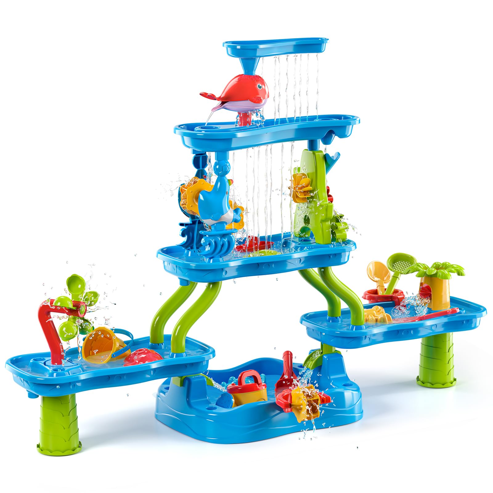 TEMI Kids Water Table, Water Table for Toddler 3-5, Outdoor Kids Activity Table, Outdoor Toys Beach Toys Kids Water Sensory Table for Kids Toddlers Boys Girls Age 3 4 5 6 7 8