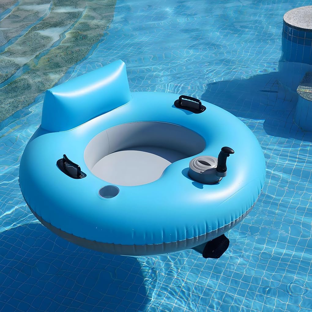 Elektrischer Schwimmstuhl, motorisierte Poolliege, aufblasbare motorisierte Poolliege bietet langlebigen Komfort mit Getränkehalter, elektrischer Schwimmstuhl /