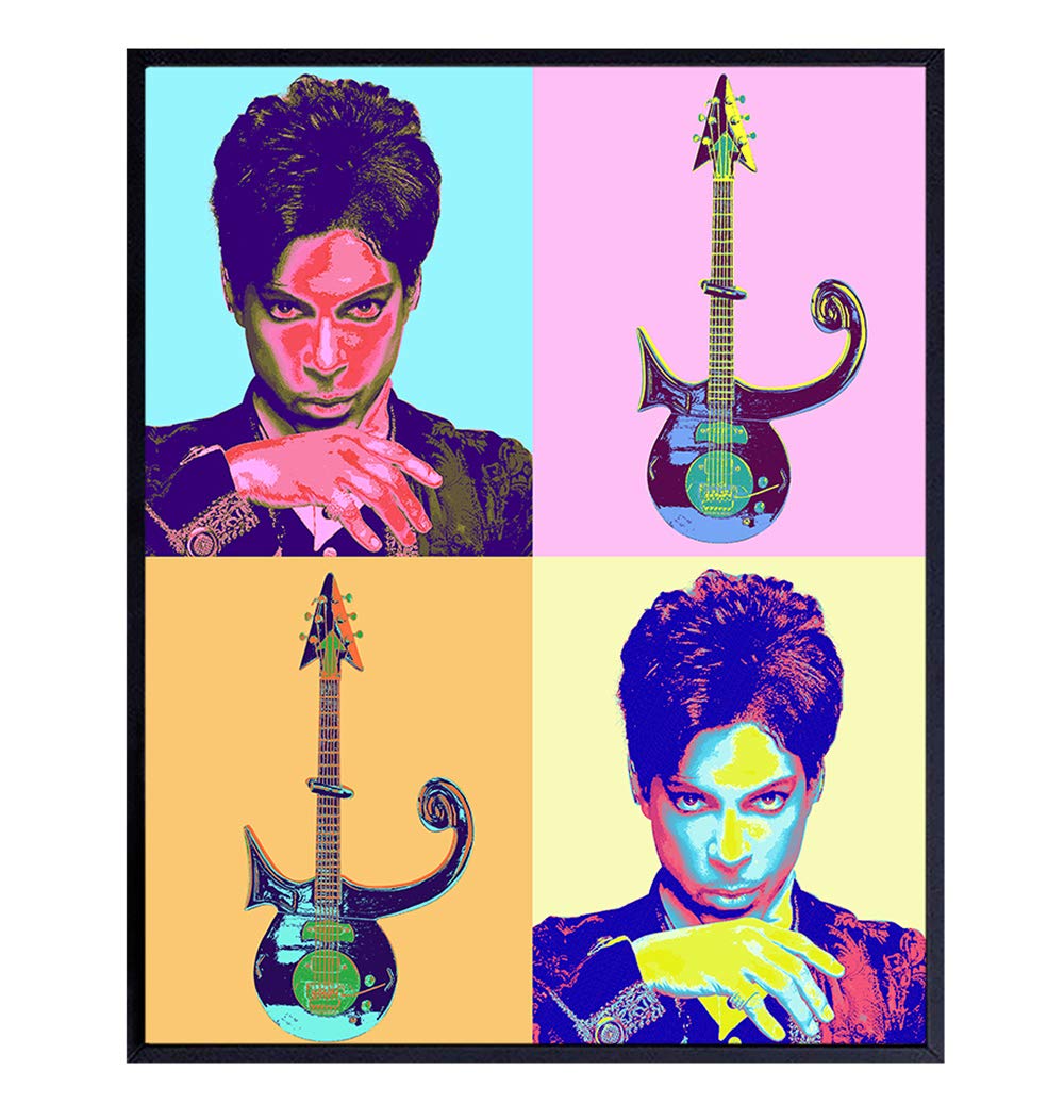 Prince Poster - 8x10 Andy Warhol, Pop Art Style, Psychedelic Modern Wall Art Decor, Home Decoration for Bedroom, Living Room - Gift for 80's Music, Punk, Rock n Roll Fan, Musician, Guitar Player