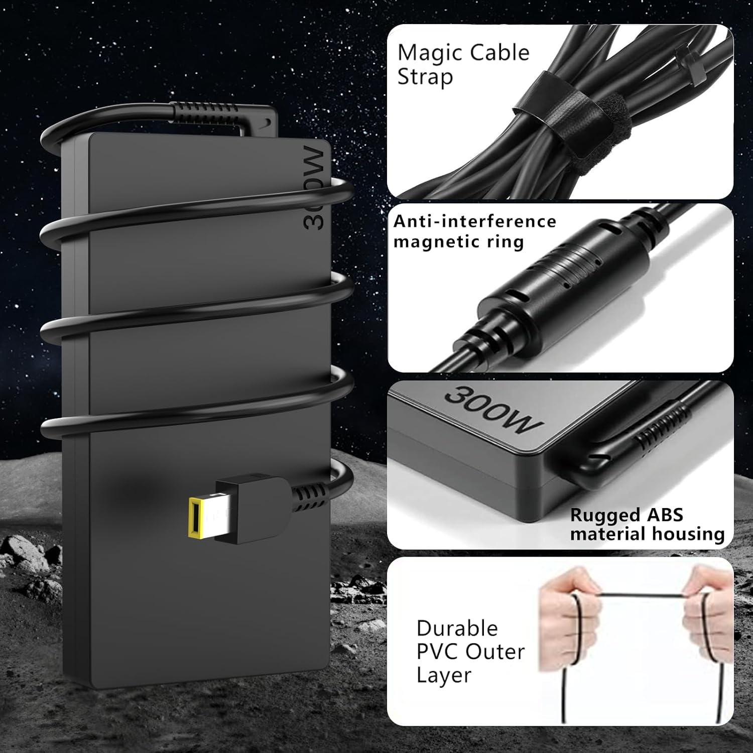 300W 245W Legion 5 Charger Compatible with Lenovo Legion Pro 5i Gen 10 Pro 5 16IAX10H 16IRX9 Legion 5 15AHP10 7i 7 16IAX10 15IRX10 LOQ 15 17 Legion 9i RTX 5070ti 5070 4060 4070 4080 4090 Gaming