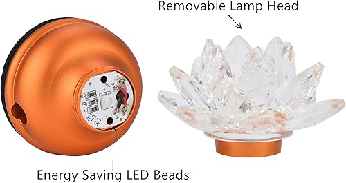 Miniatura 9 de Lámpara budista de loto esmaltada con llama simulada LED, oferta de luz ante Buda, equipada con base de aleación - 2.95 pulgadas