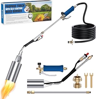 Weed Torch, Propane Torch Weed Burner with 11.5FT Hose, High Output Blow Torch for Weed, Flamethrower for Weeding, Roof Asphalt, Melting Snow, Road Marking (Blue)