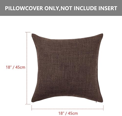 Miniatura 4 de uxcell Paquete de 2 fundas de almohada de lino, fundas de cojín de lino con forro de algodón en blanco, fundas de almohada cuadradas decorativas