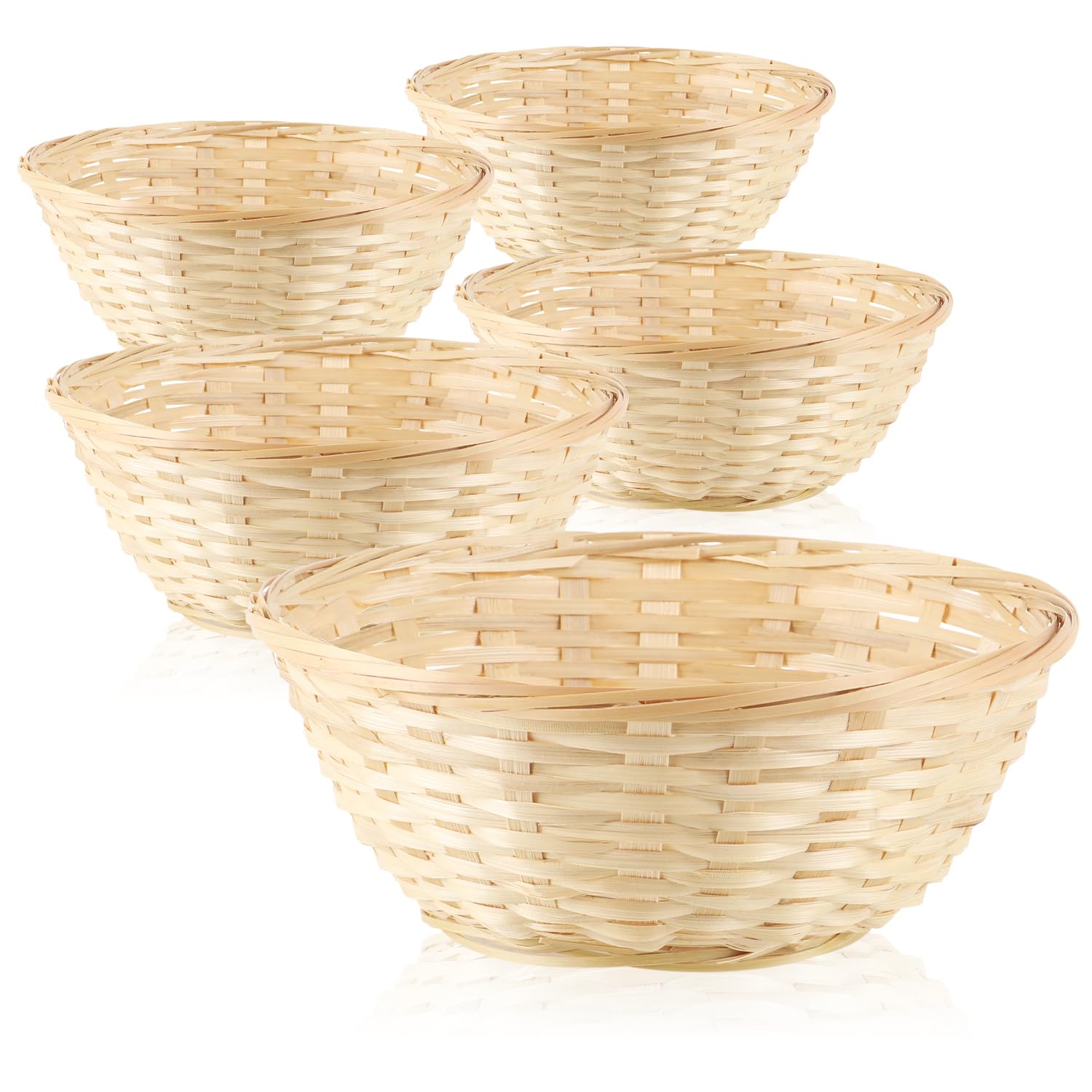 COM-FOUR® 5x raffia basket in natural color for decoration - Easter decoration - Easter nest - basket for Easter eggs, rolls, snacks and keys (05 pieces - light brown)