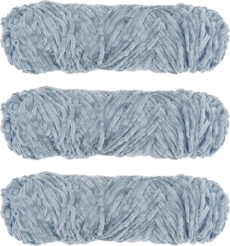 Miniatura 1 de 3 madejas de hilo de felpilla, hilo suave para manta, 3 madejas de 3 x 100 gr3.5 oz (3 x 131 yardas) de terciopelo de poliéster, hilo para tejer de
