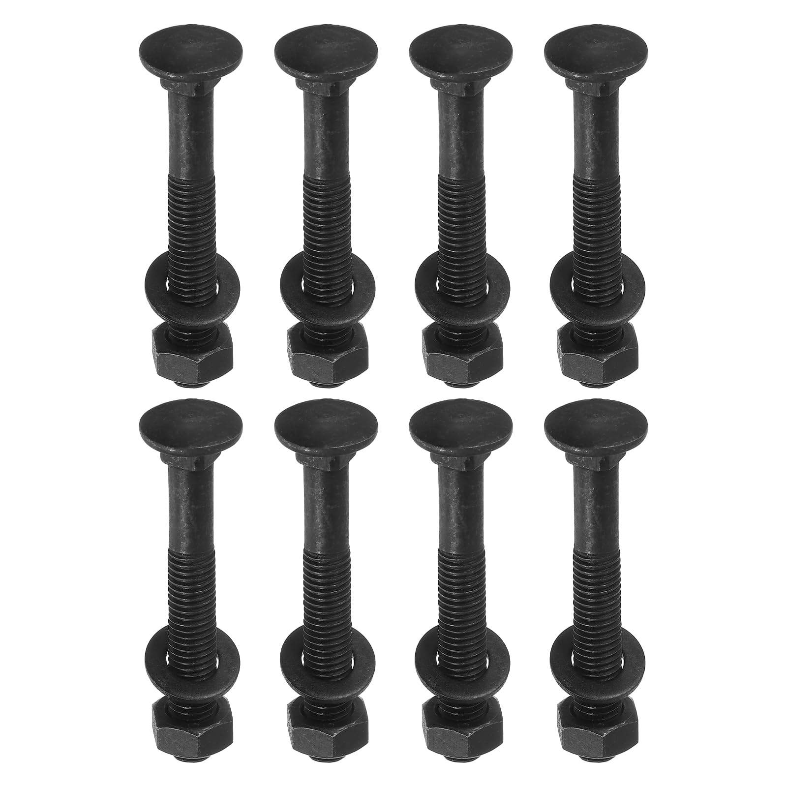 QUARKZMAN Kit Bullone Carrozza M10 x 70mm, 25 Set Viti Testa Rotonda Collo Quadrato, Set Viti Carrozza Include Rondelle e Dadi - Acciaio Carbonio Nero Ossidato per Fissaggio Accessori
