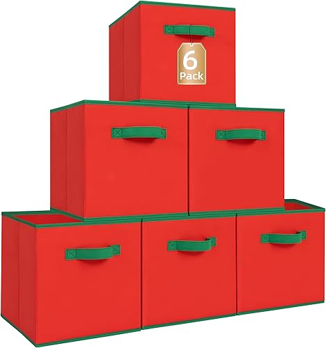 Miniatura 10 de STORAGE MANIAC Cubos de almacenamiento contenedores de almacenamiento plegables de 11 pulgadas con asas paquete de 6 cubos plegables de tela para
