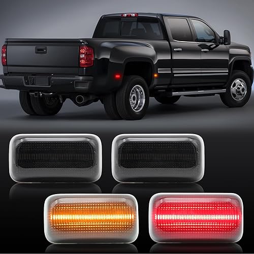 AUYICH Luces LED de posición laterales compatibles con Silverado Sierra 2500HD 3500HD 2015-2023 de repuesto, luces indicadoras traseras rojas