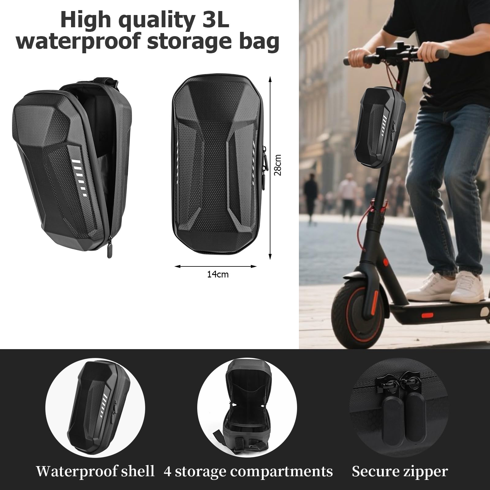 GuKKK Antifurto Monopattino Elettrico, 92CM Lucchetto Bicicletta Antifurto, 1.5KG Serrature Antifurto per Biciclette Elettriche, Lucchetto Bici, Lucchetti a Catena Con Chiave e Borsa Impermeabile