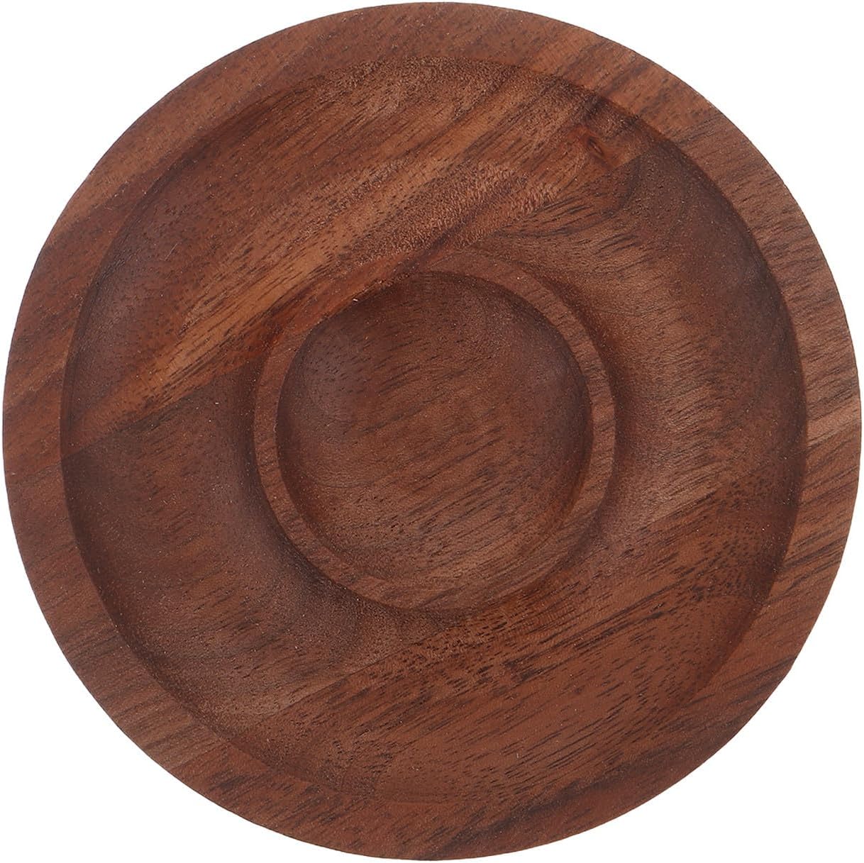 PRETYZOOM Wooden Jewelry Organizer round Tray for Beading, Coffee Wood