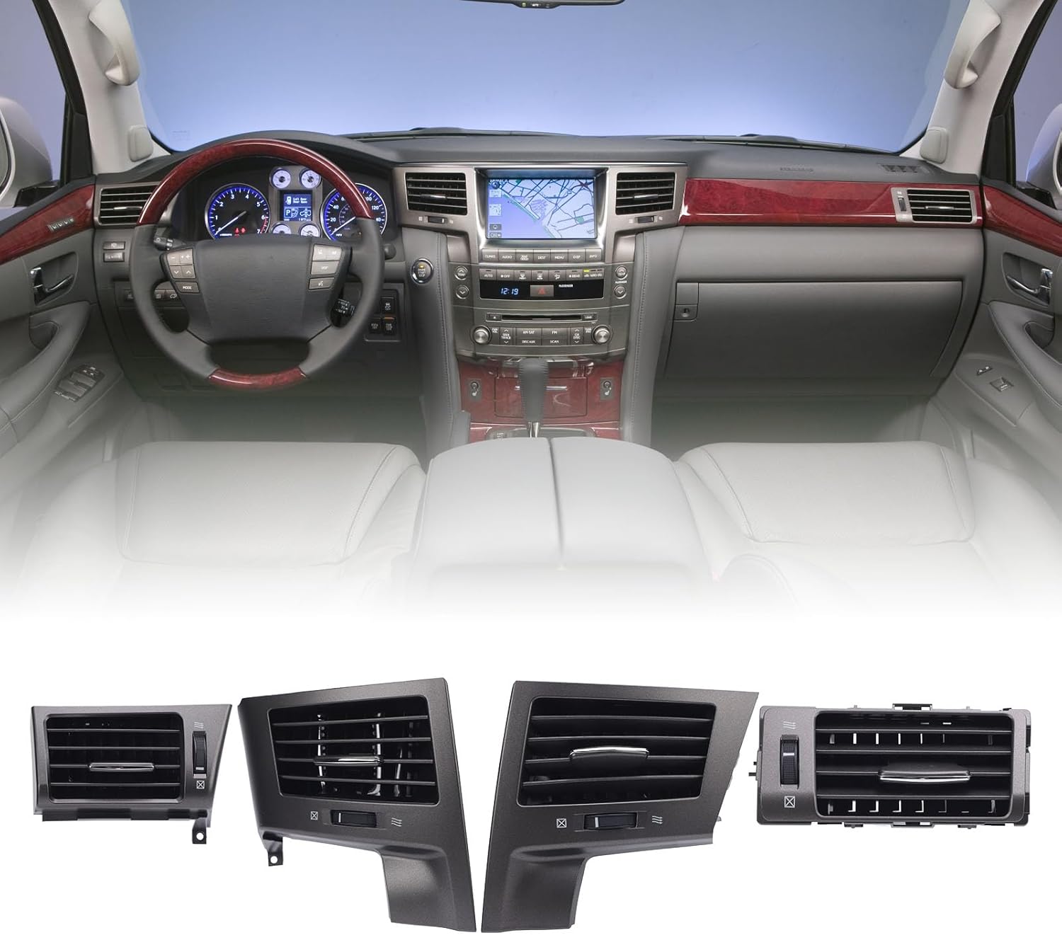 Car Center Dash AC Air Vent Improve Air Circulation Left Dashboard Air Conditioning Outlet Kit Replacement for LX570 2007-2015 (J200)