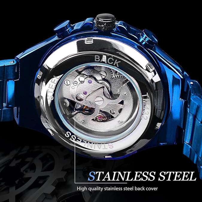 Automatic Mechanical Gold Watch Men Big Case Luxury Fashion Skeleton Luminous Watches Waterproof