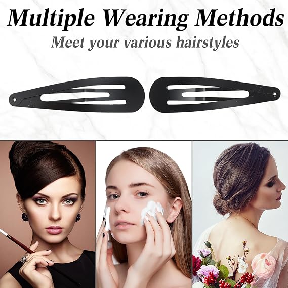 30 Pieces 3.1 Inch Large Metal Snap Hair Clips No Slip Hair Barrettes Girls Women Hair Accessories (Black)