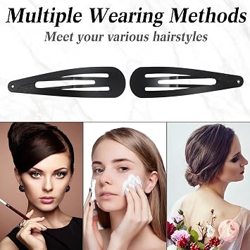 30 Pieces 3.1 Inch Large Metal Snap Hair Clips No Slip Hair Barrettes Girls Women Hair Accessories (Black)