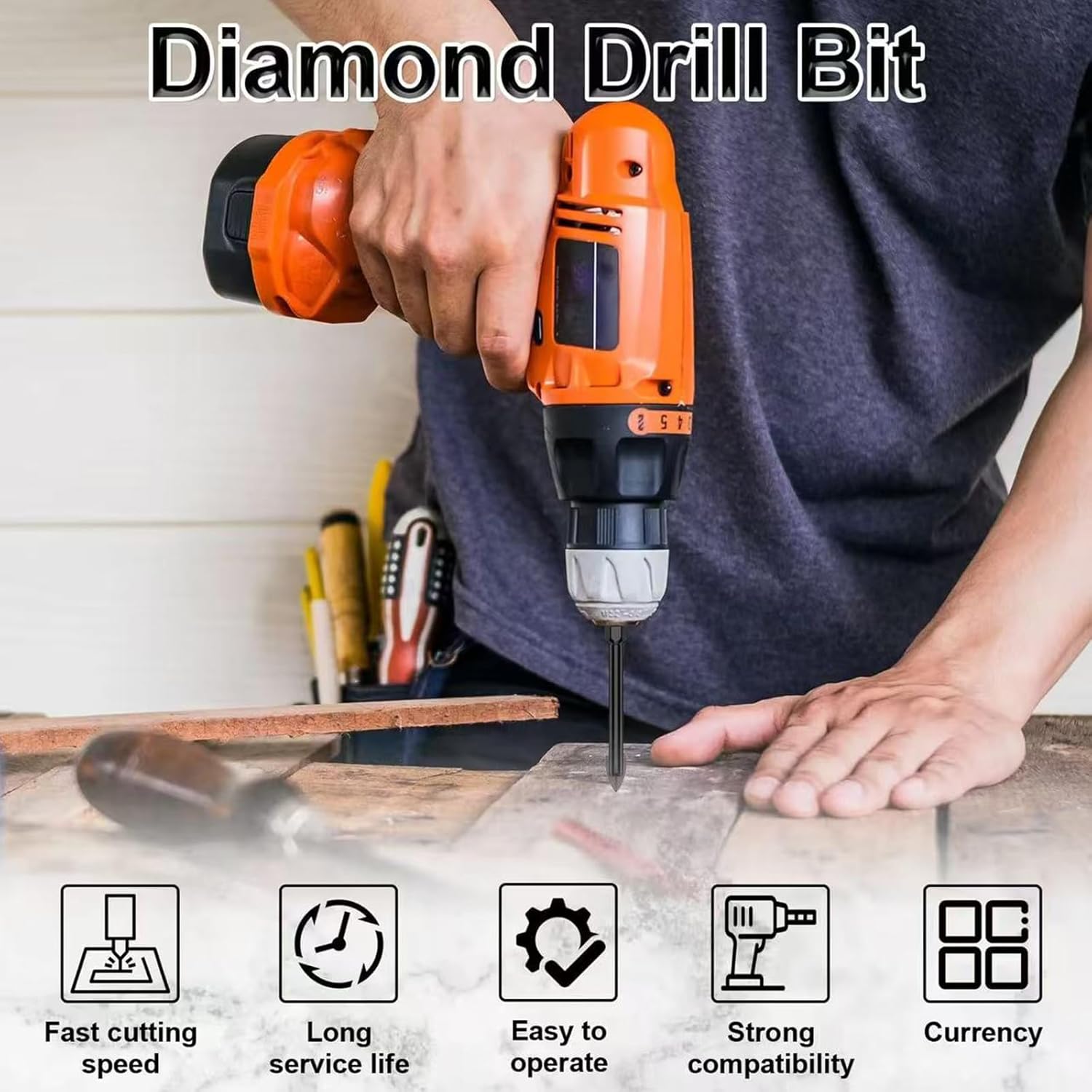 7Pcs Tile Porcelain Drill Bit, Hex Shank, 3-12mm Carbide Tip Drill Bits, Glass and Tile Drill Bit Set for Mirror, Ceramic Tile, Brick, Concrete, Plastic and Wood