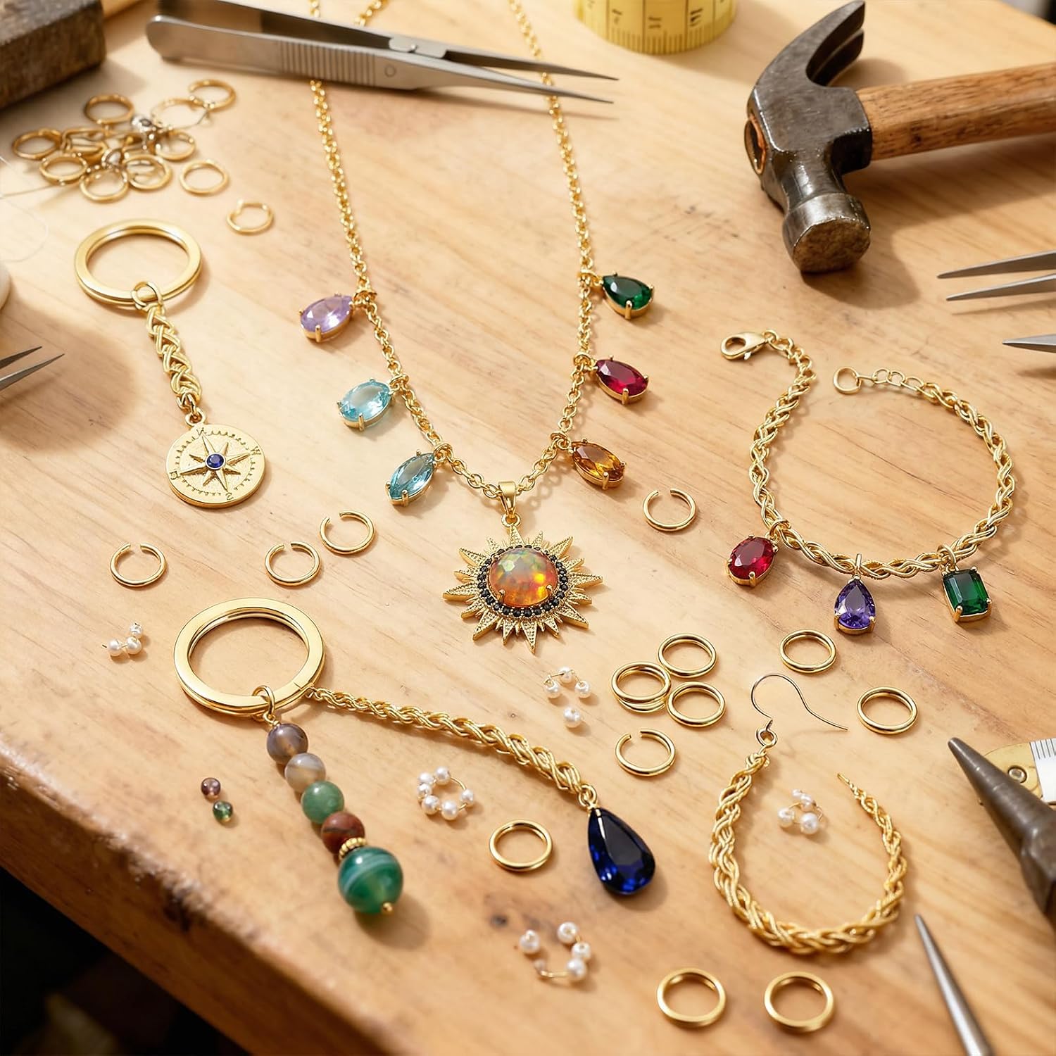 200PCS Gold Filled Jump Rings for Jewelry Making, 5mm Open Jump Rings Non Tarnish, Small Split Ring Connector for Necklace Bracelet Earrings Pendant Keychain