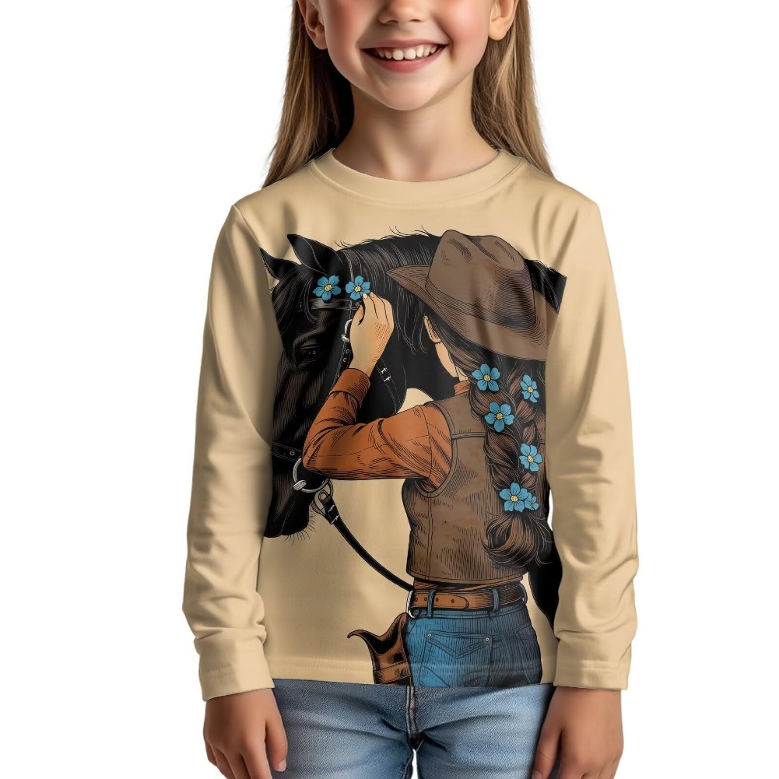 Uourmeti Girls Graphic Tees Long Sleeve T Shirts for Teens
