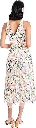 Miniatura 3 de Maggy London Vestido midi con cuello halter bordado floral con cuello en V en la espalda