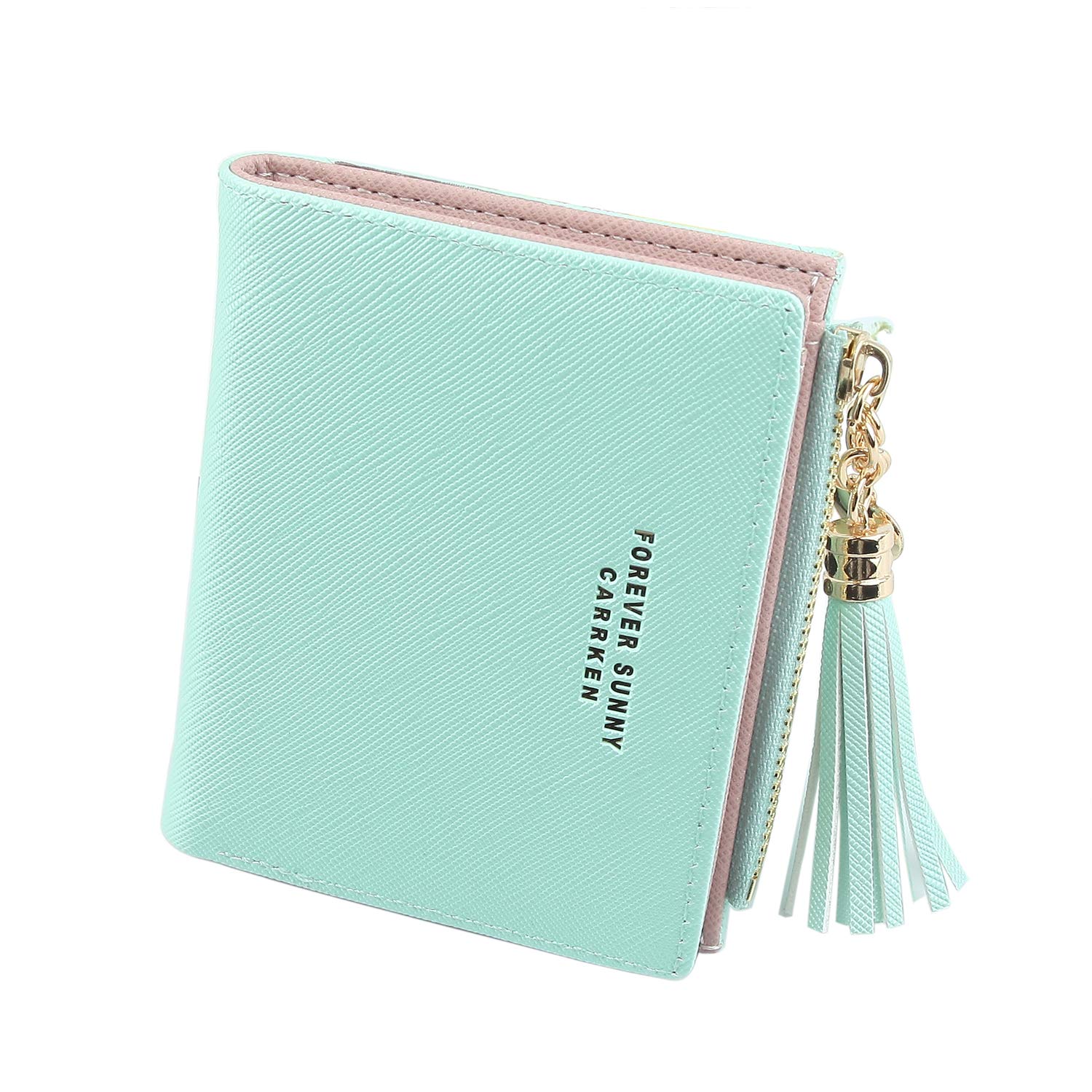 Belsmi Women's Small Compact Slim Leather Mini Wallet RFID Blocking Lady Purse Zipper Pocket Card Organizer Bifold Wallets (Green)