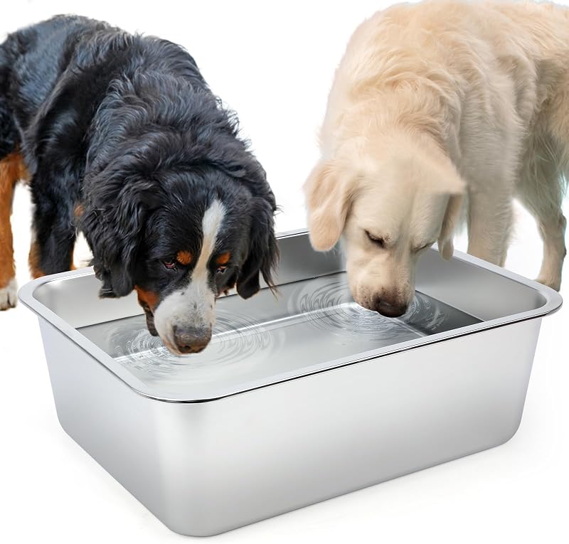 Tigela de Água para Cães Grandes em Aço Inoxidável Lonepetu, 5 Galões