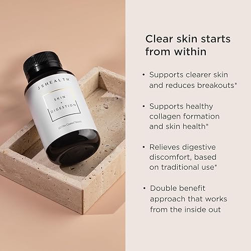 Miniatura 7 de JSHealth Vitaminas para la piel y la digestión Vitaminas para la piel  Suplemento transparente para la piel con zinc para el acné  Suplementos para