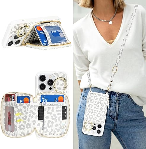 Miniatura 55 de Funda Cartera Bandolera para iPhone 11, Cuero PU Cremallera Bolso Cartera Funda Plegable con Tapa, Funda Folio con Soporte con Ranuras para Tarjetas