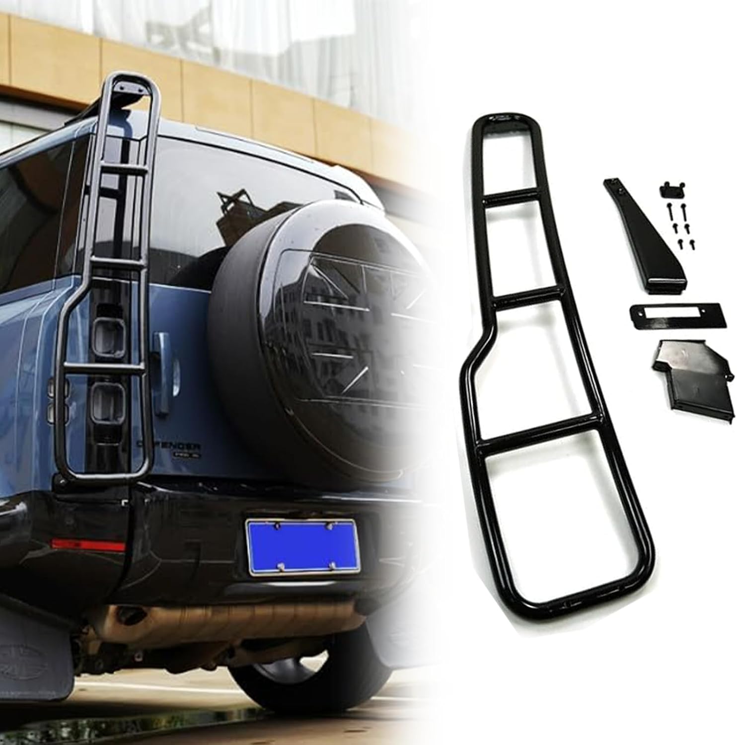 Fits LR Defender 110 90 130 2020 2021 2022 2023 2024 2025 2026 Rear Access Ladder Steel Roof Rack Ladder