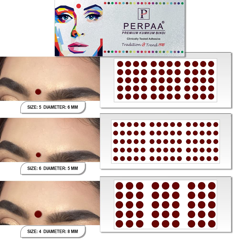 PERPAA Dark Maroon Colour KUMKUM Bindi For Women Pack of 3 Flaps (PBF3-Combo no. -26)-image-27