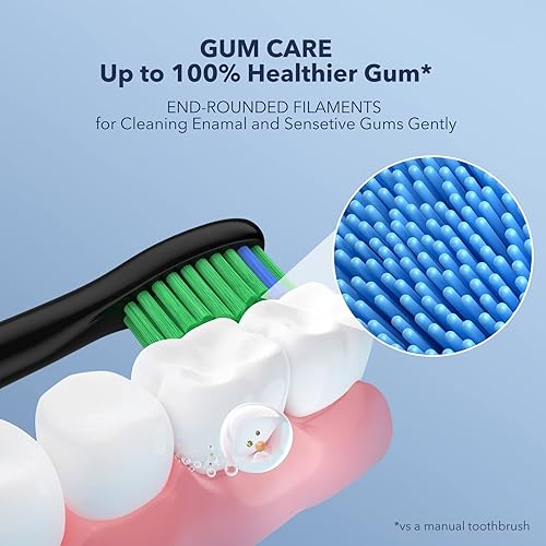 Miniatura 8 de ARISSON Cepillo de dientes eléctrico Sonic para adultos y niños con 4 cabezales de cepillo, carga rápida tipo C, maíz nuevo + negro medianoche