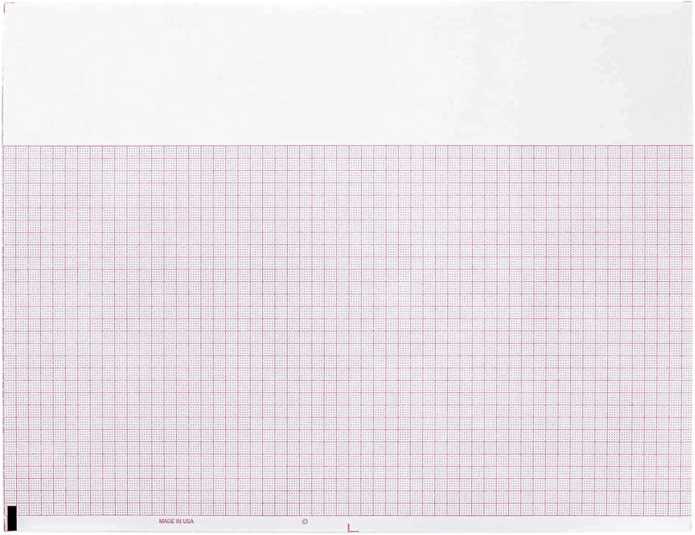 716-0237-00 Assurance 50 ECG Recording Paper for Model Burdick 8300, 8500 and Atria ECGs, Z-Fold Pad Red Grid, Perforated with Blank Header, 8.5" x 11" Size (Pack of 2000)