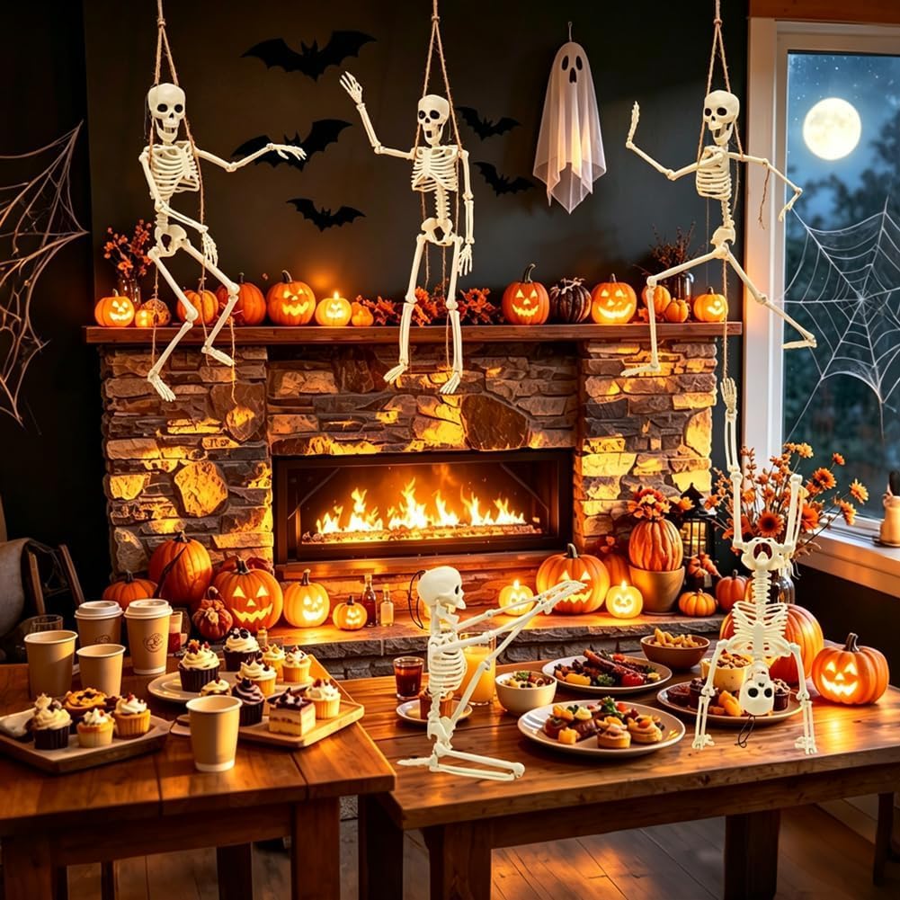 Mini szkielet, 40 cm, zestaw 5 szt., dekoracja na Halloween, akcesoria do nawiedzonego domu, straszne akcesoria na Halloween