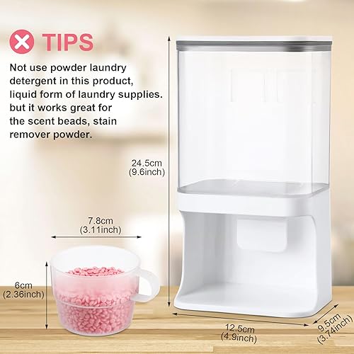 Miniatura 2 de Layhit Dispensador de perlas potenciadoras de aroma, dispensador de detergente para ropa, montado en la pared, contenedor para cuentas de