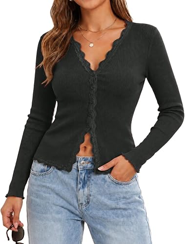 Black Lace Top Cute Tops Ribbed/Knit Texture Gift Buyers Trousers/Wide-Leg Pants