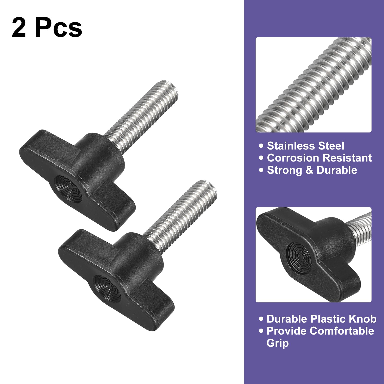 QUARKZMAN 2 sztuk śruba śrubowa, M8 x 30mm stal nierdzewna 304 w kształcie litery T do szybkiego wymiany pokrętła do ręcznego dokręcania