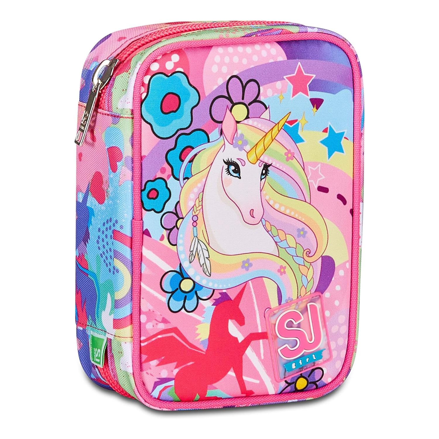 SJ Gang School Pencil Case Speed Pad, Pink, Unibraid, Mono Compartment Pen Holder with Removable Planks and Pens, Pencils, Colours, Accessories Backpack, Elementary, Medium, Girl, Pink, Taglia Unica,