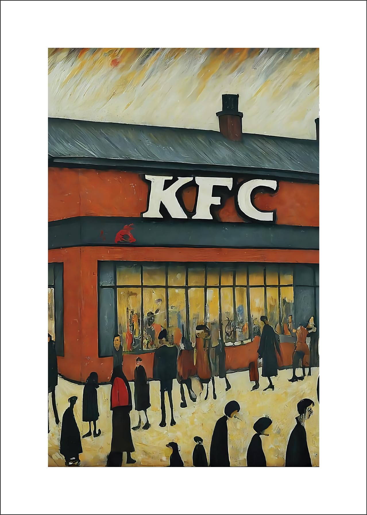 Greetingles Assorted Lowry Style Giclée Art Print 30 X 21Cm. Choice Of Designs And Frames. (Kfc)