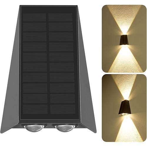 XmnSoly Solar Powered Outdoor Lights Waterproof Dusk to Dawn Led Outdoor Lighting for Garden Fence Deck Backyard