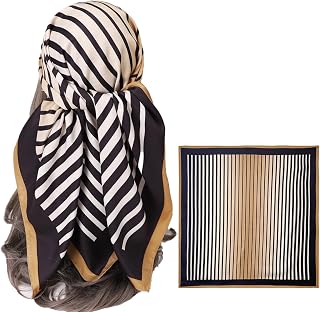 Women's Square Silk Like Head Scarf Large 35 inch Silk Feeling Hair Wrapping Satin Scarves for Sleeping Bandanas