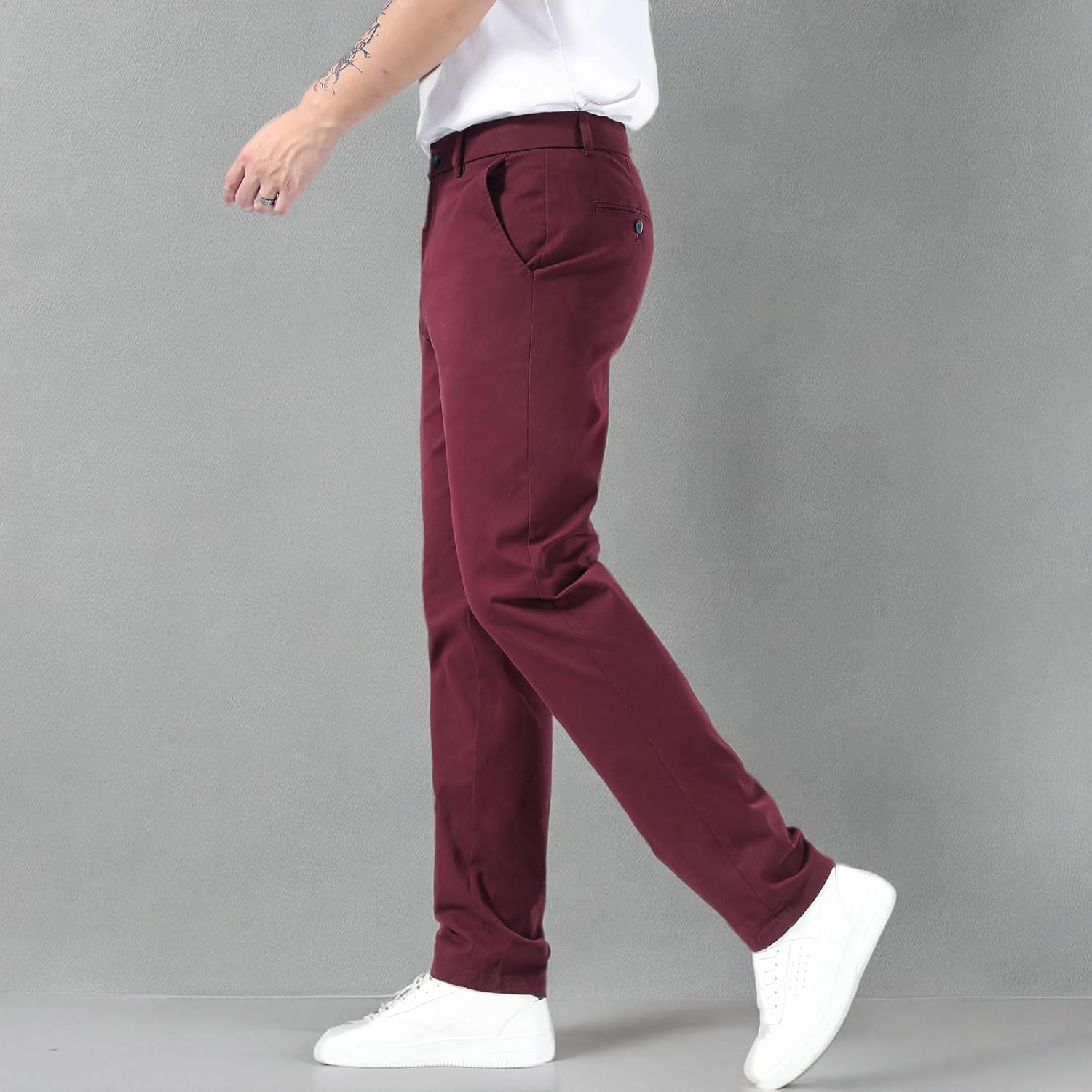 Plaid&Plain Men’s Slim Fit Khaki Pants Men’s Tapered Chino Pants - Image 10