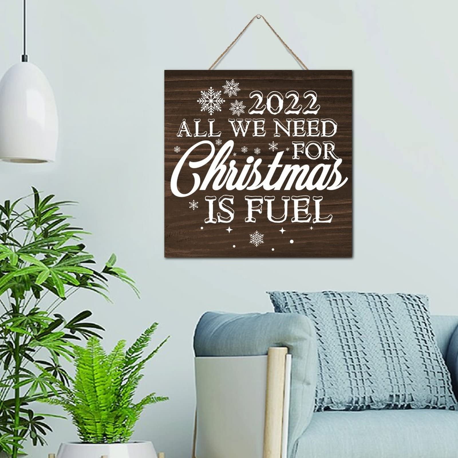 Plaque en bois Christmas Is Fuel idée cadeau pour décoration de table moderne