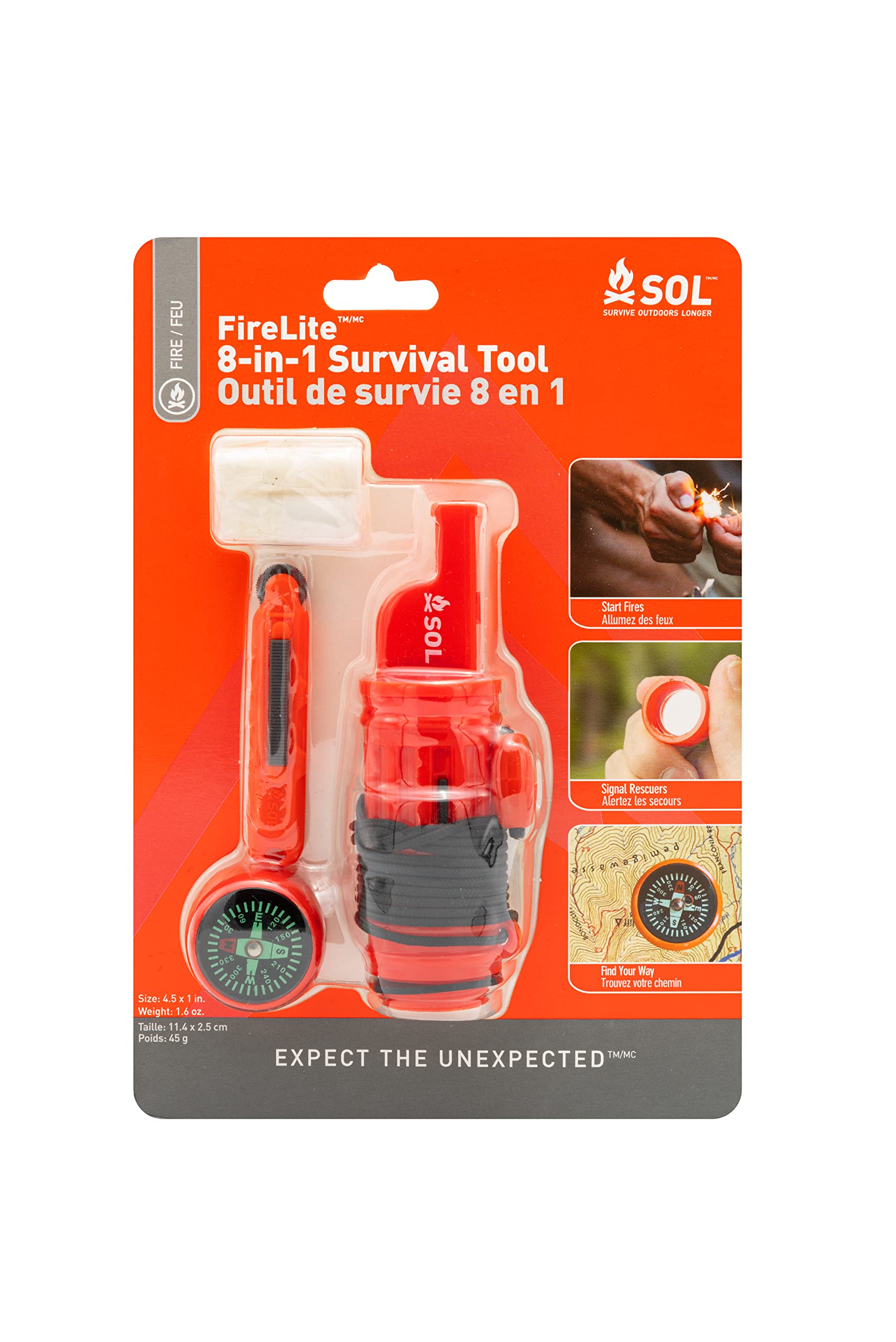 S.O.L. Survive Outdoors Longer Fire Lite 8-in-1 Survival Tool - (Pack of 2)