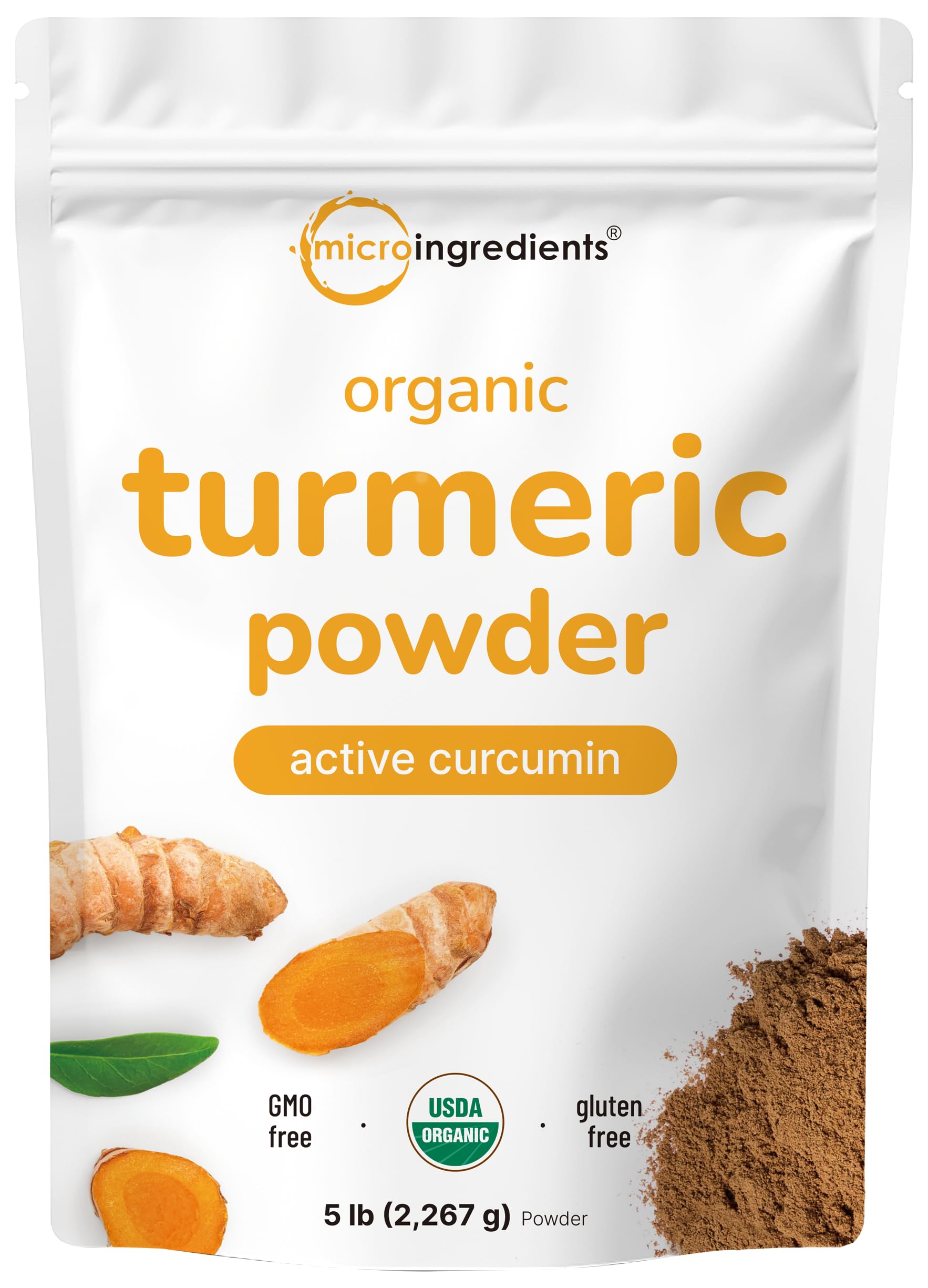 Organic Turmeric Powder, 5 Pounds | Rich in Active Curcumin | Pure Turmeric Supplement | Antioxidant Support for Joint & Immune Health | Non-GMO, Vegan Friendly, India Origin