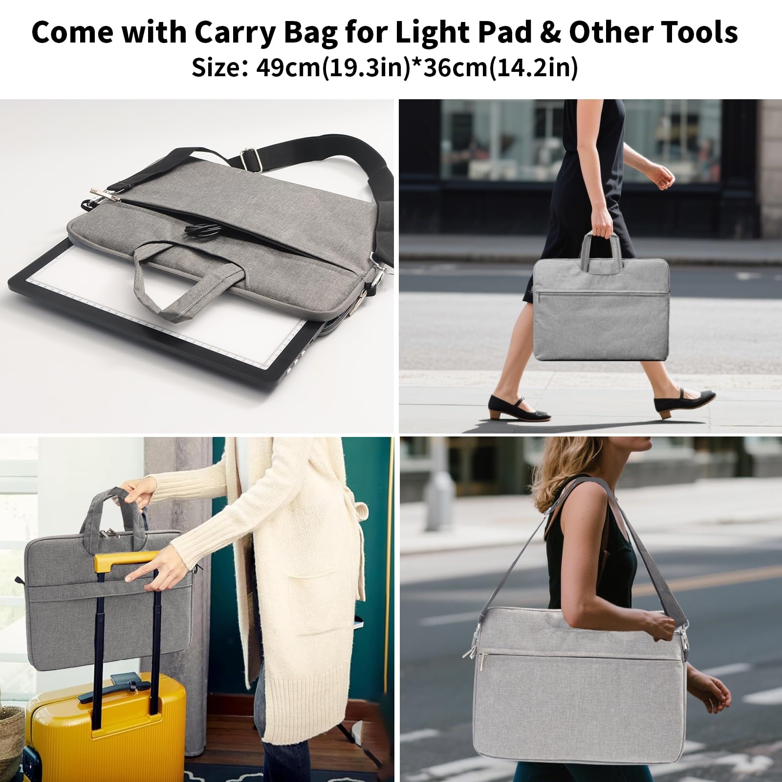 TOHETO A3 Leuchttisch mit Ständer & Tasche für Diamantmalerei, Wiederaufladbares Ultraheller Leuchtkasten zum Zeichnen, Aufladbar Licht Pad zum Nachzeichnen, Kabelloses Lichttafel zum Skizzieren Black