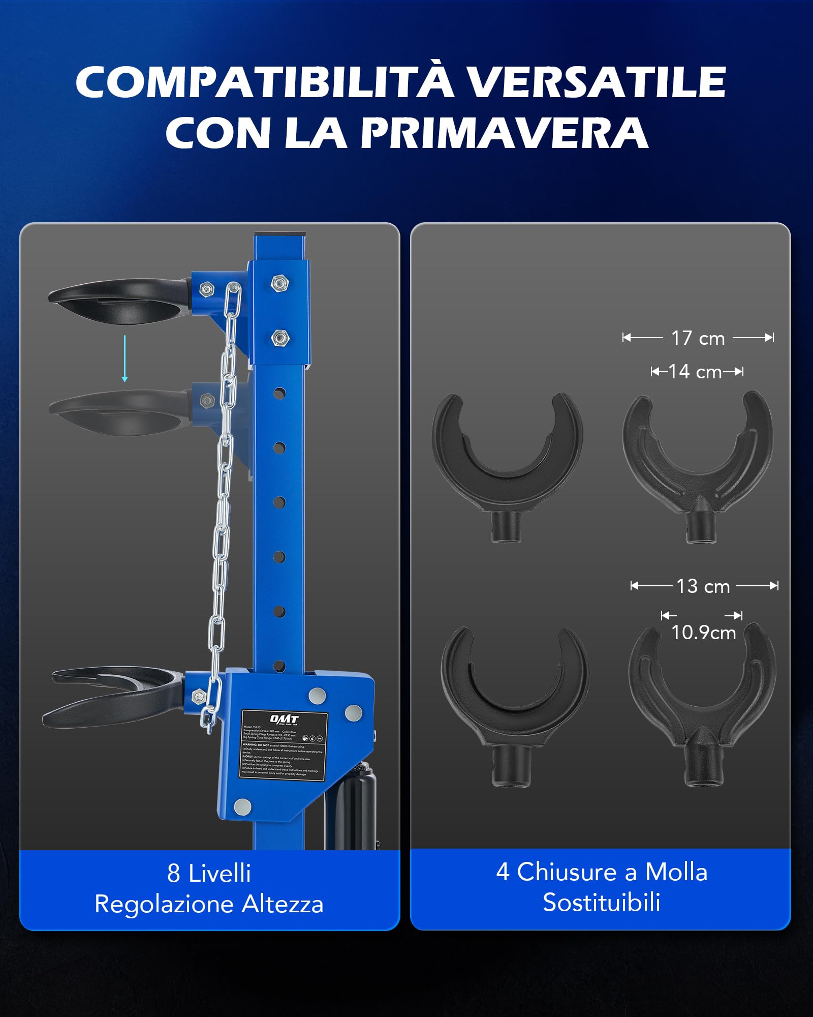 Orion Motor Tech 4.5T Compressore a Molla Idraulico Professionale Compressore Automatico Molla Elicoidale, Compressore per Molle e Ammortizzatori con 4 Fermagli a Molla per Auto, Camion e SUV