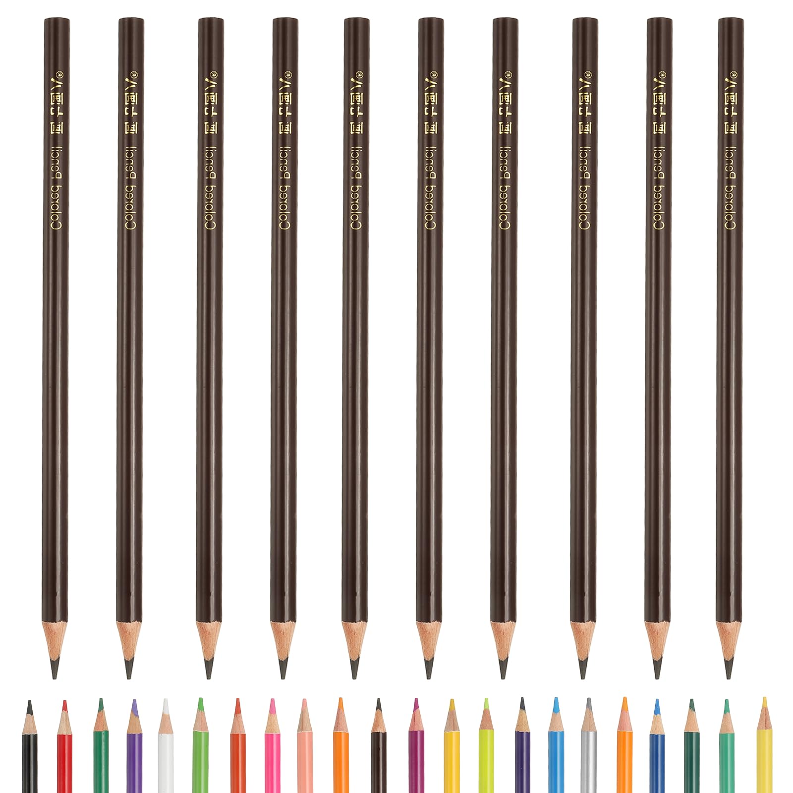 PATIKIL Colored Pencils, Coffee Color Drawing Pencils with Oil-Based Cores Art Scrapbook Supplies for Adult Coloring Books Artists Beginners Drawing Sketching, 10 Pcs