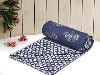 RRC Single Dohar Blanket 3 Layer Microfiber Cotton Flannel Throw for Bed 57x87 Inches 144x220 cm Lightweight and Breathabl... Price In India